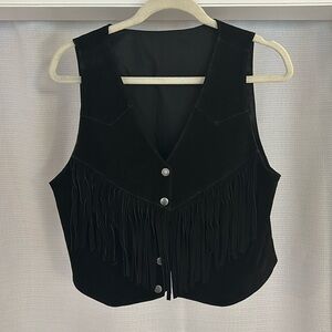 Vintage suede fringe vest